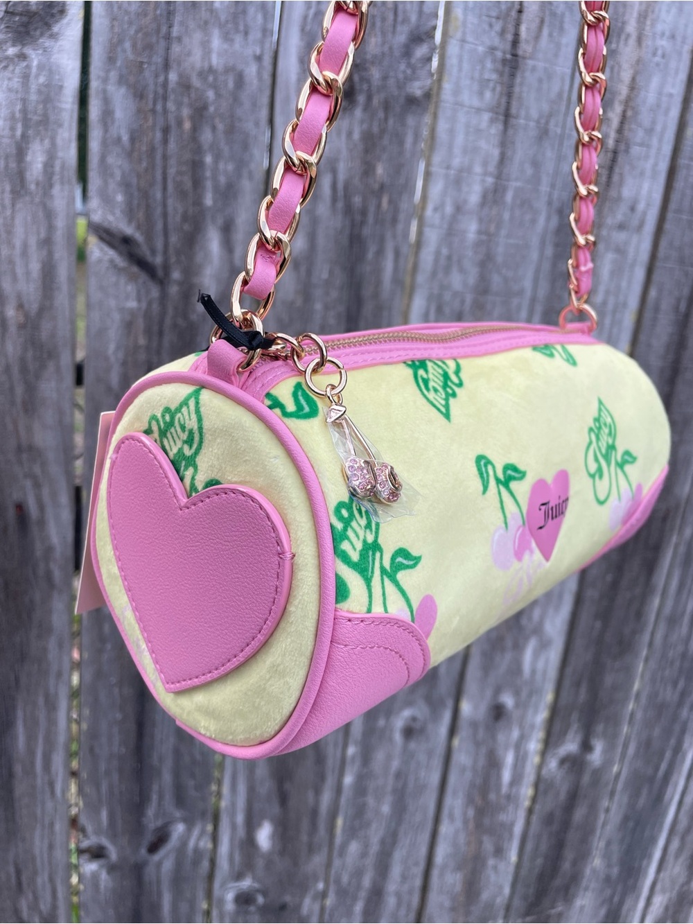 Juicy Couture Iris Yellow Chain Strap Barrel Bag